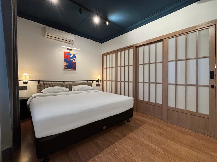 Kyoto: Shoji-style sliding doors separate the bedroom, a Kyoto design signature.