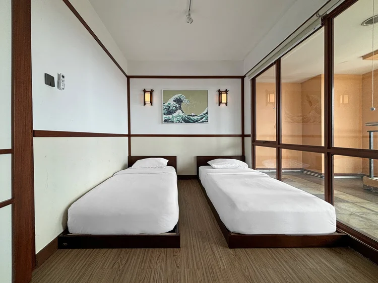 Okinawa: A bedroom with two single beds, good for kids or roommates.