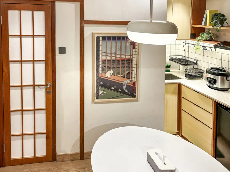 Kanazawa: Kitchen and dining in one space; bring groceries and cook.