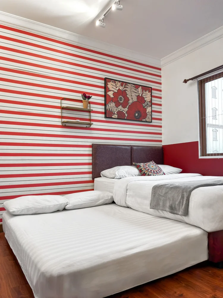 Amsterdam: Master bedroom for 4 across two beds; the dressing table and wardrobe are in here too.