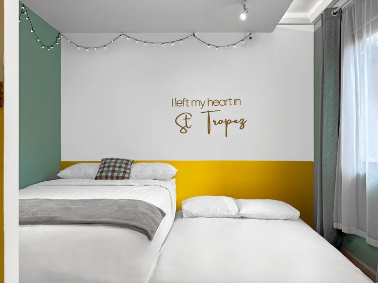 St. Tropez: The sliding bed pulled out into two separate small double beds, like this.