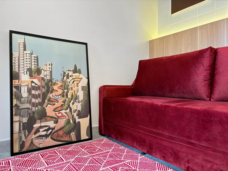 San Francisco: This red sofa bed opens out, already counted in the three it sleeps.