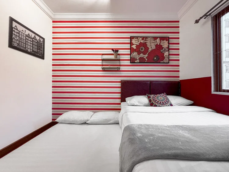 Amsterdam: Master bedroom: sliding small double beds, together or apart, with their own AC.