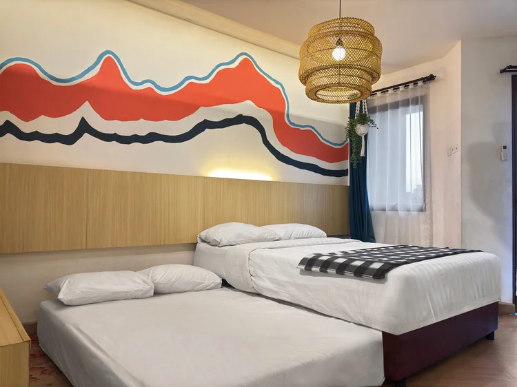 Barbados: Sliding small double beds: two mattresses that split like this, or push together.