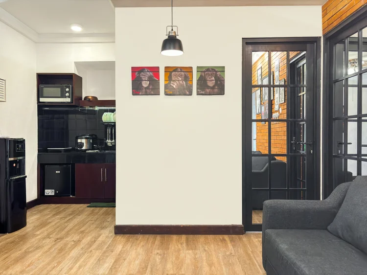 Brooklyn: Fridge and microwave in the kitchen; the lobby convenience store sells the basics for cooking.