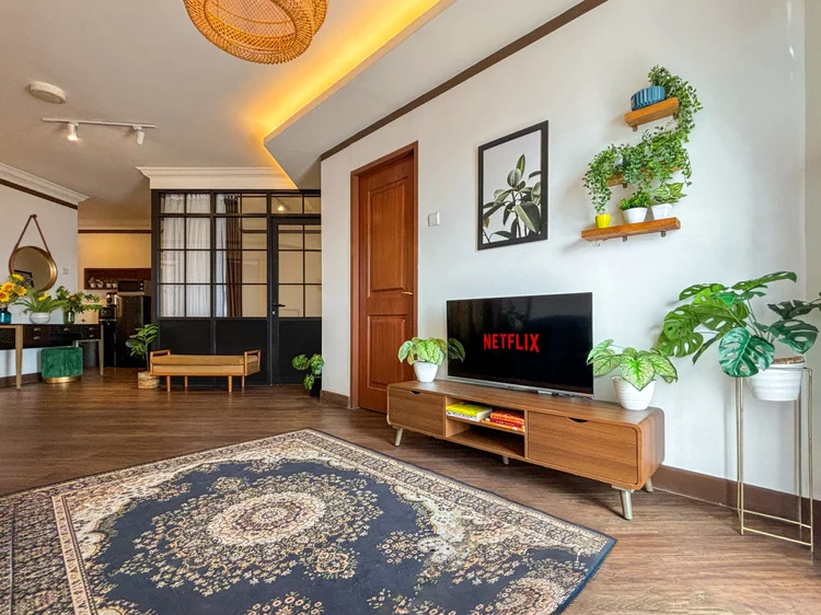 Norfolk: A 120 sqm unit with four bedrooms; the living room is where everyone gathers.