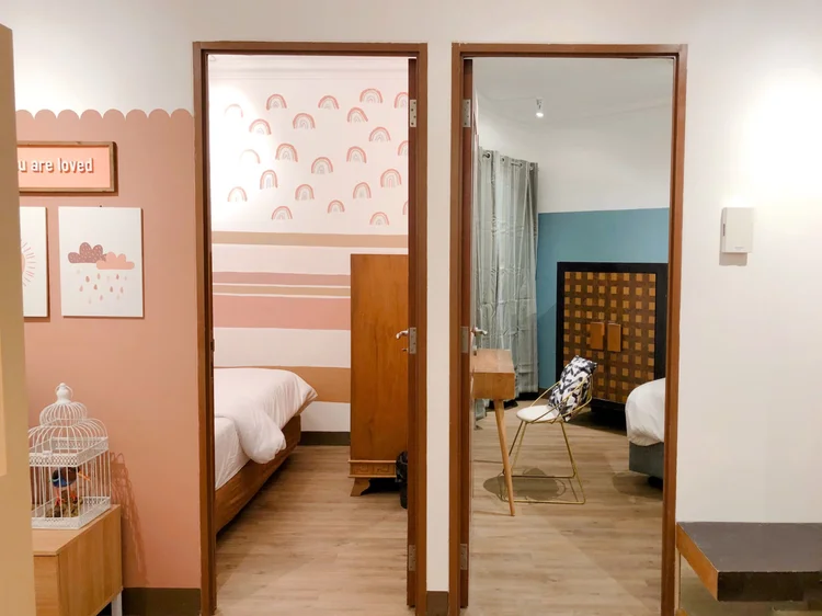 Madison: Two bedrooms side by side, each with its own AC.